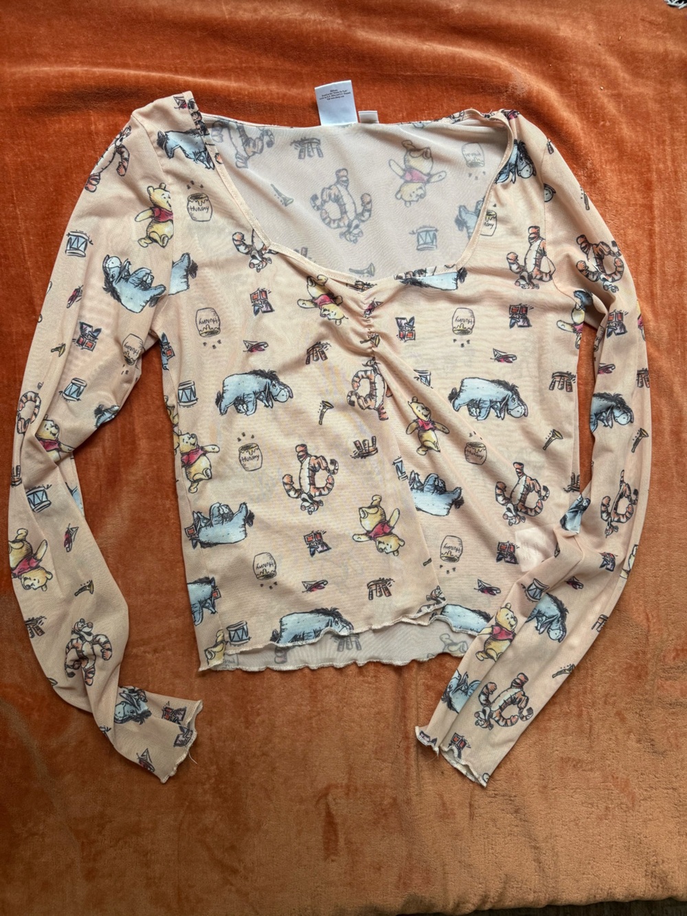 Disney Peach Winnie the Pooh Long Sleeve Mesh Baby Fest Tee